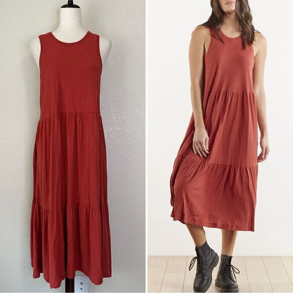 Nation LTD Dresses & Skirts - Nation LTD 100% Pima Cotton Melissa Red Ruffle Midi Dress